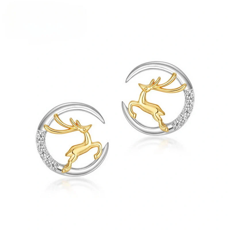  Christmas moon elk earrings holiday deer exquisite earrings fashionable hot style matching accessories