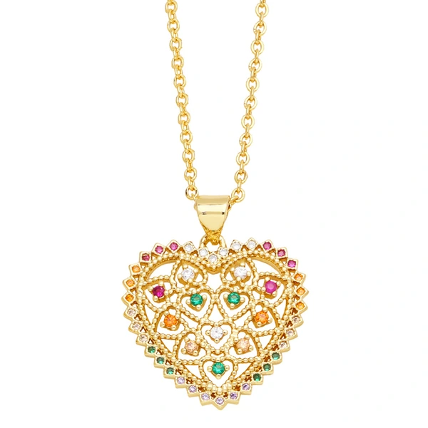 Love necklace women's colored zircon elephant pendant European and American style retro personality all-match clavicle chain nks85