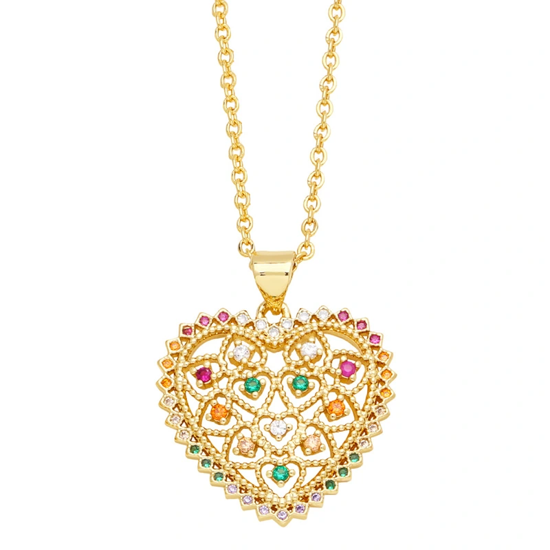 Love necklace women's colored zircon elephant pendant European and American style retro personality all-match clavicle chain nks85