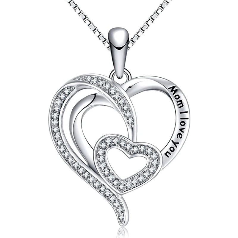 Live broadcast hot money jewelry heart connected double love Mother's Day gift fashion versatile necklace women