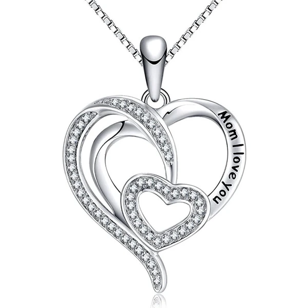 Live broadcast hot money jewelry heart connected double love Mother's Day gift fashion versatile necklace women