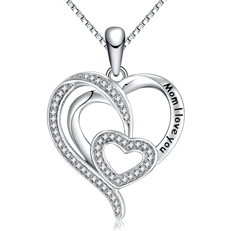 Live broadcast hot money jewelry heart connected double love Mother's Day gift fashion versatile necklace women