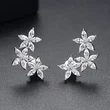Classic retro full inlaid AAA horse eye zircon flower earrings female creative five petal flower student earrings hot sale