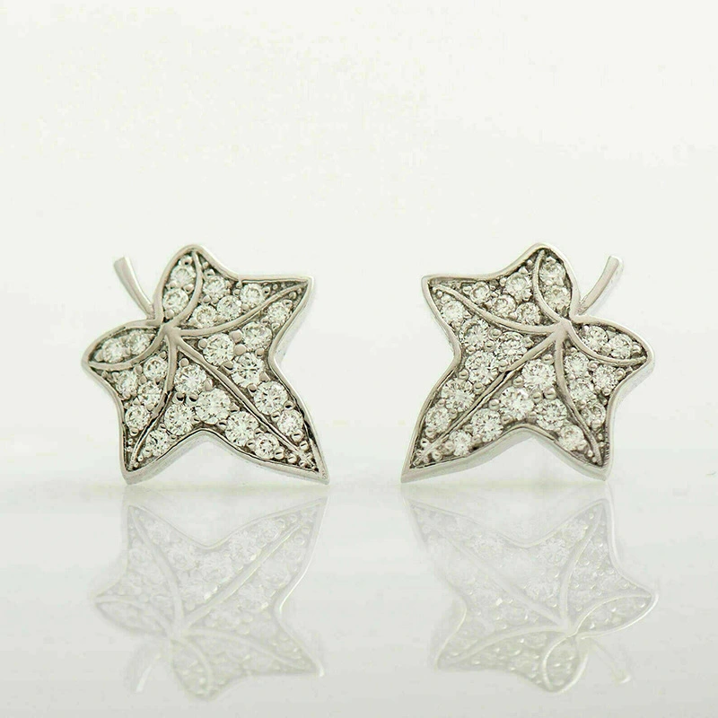  Exquisite maple leaf zircon earrings 2024 new hot style earrings temperament niche design earrings for women