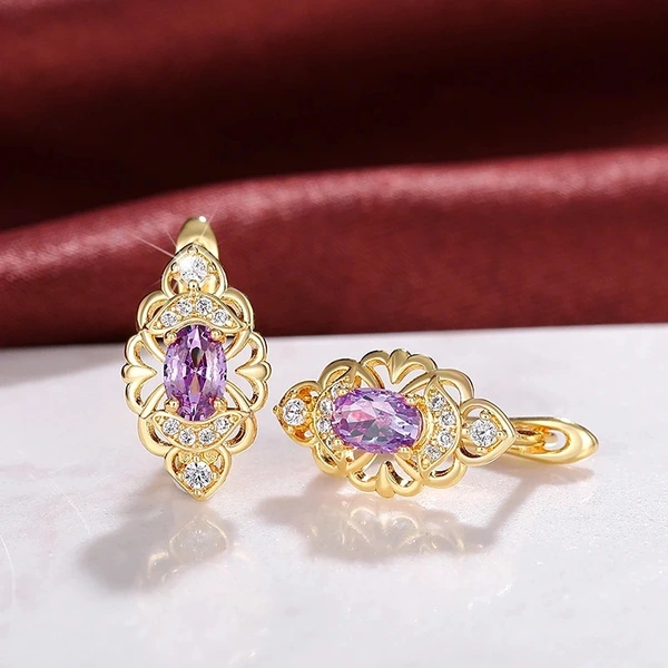 Russia's new earrings 2024 new trend high-end earrings hollow design temperament earrings