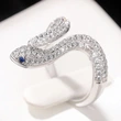 New full zirconium super flash U snake-shaped ring female niche design high-end light luxury trend open ring