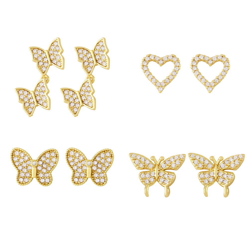 Clearance European and American earrings women's simple small zircon earrings women's niche fashion temperament butterfly earrings ery12