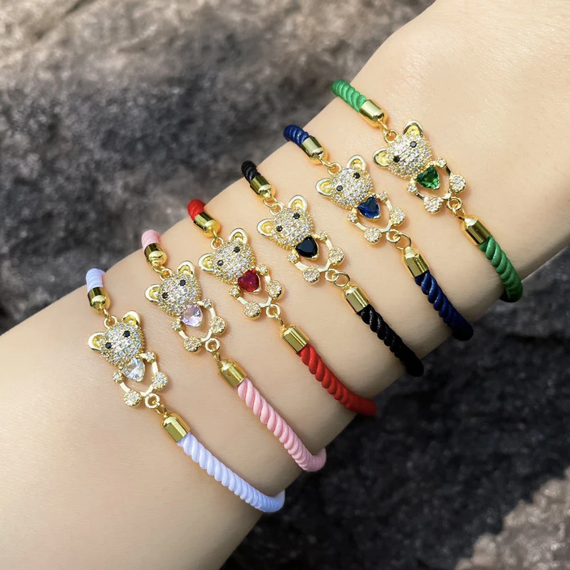 Fashion love bear bracelet female cute simple niche hand-woven colored rope girlfriends bracelet brg11