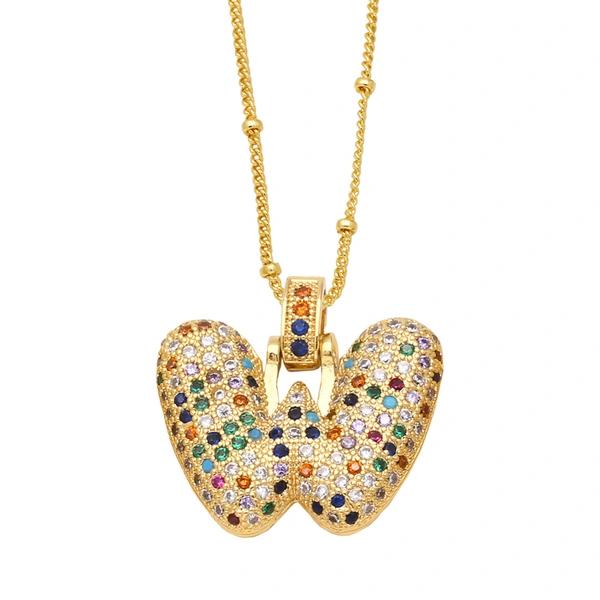 AS jewelry new color 26 English letters pendant necklace female inlaid zircon clavicle chain nkb031