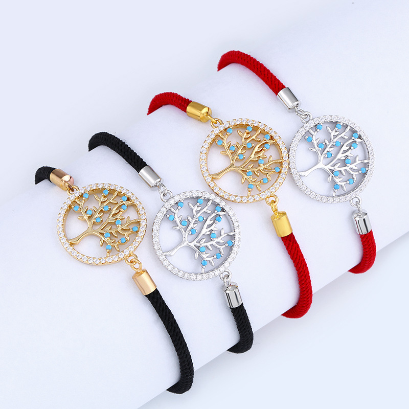 Source Korean fashion personality small red string tree of life zircon bracelet simple small bracelet bra67