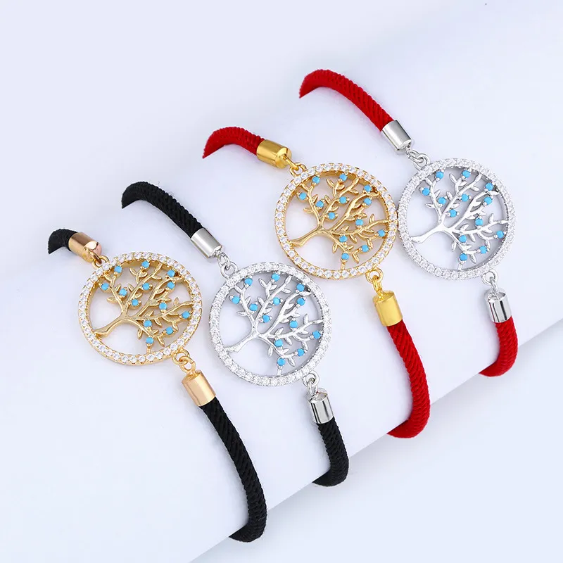 Source Korean fashion personality small red string tree of life zircon bracelet simple small bracelet bra67