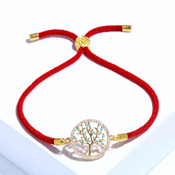 Source Korean fashion personality small red string tree of life zircon bracelet simple small bracelet bra67