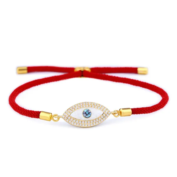 Hot selling Korean version of the devil's eye zircon bracelet fashion exquisite female colorful shell red string bracelet bra87
