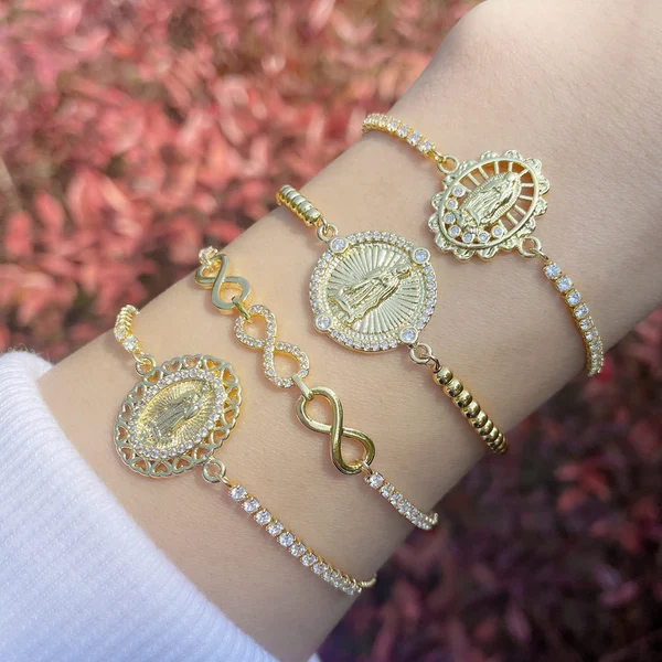 European and American bracelet women's trendy niche light luxury zircon 8-shaped splicing bracelet temperament simple accessories brf49