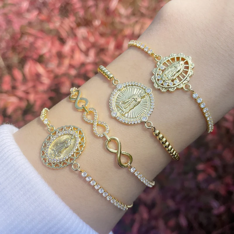 European and American bracelet women's trendy niche light luxury zircon 8-shaped splicing bracelet temperament simple accessories brf49