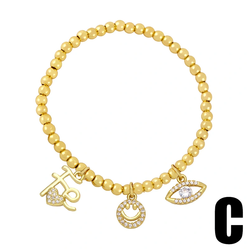 Clearance European and American style love moon star bracelet cute rabbit cat elastic round bead bracelet female brf61