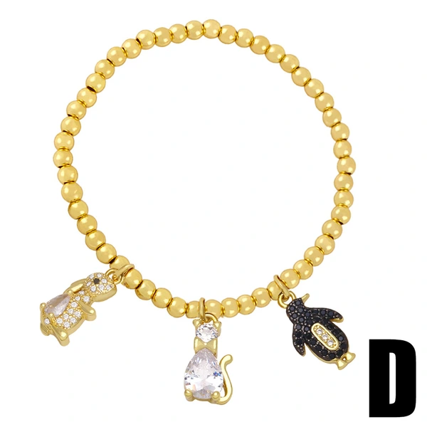 Clearance European and American style love moon star bracelet cute rabbit cat elastic round bead bracelet female brf61