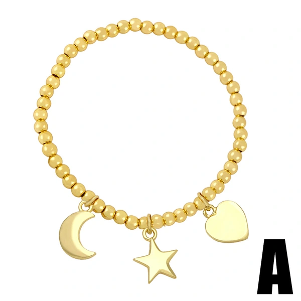 Clearance European and American style love moon star bracelet cute rabbit cat elastic round bead bracelet female brf61