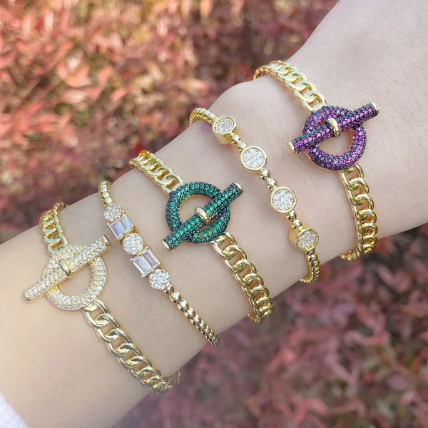 European and American fashion personality exaggerated bracelet female Internet celebrity niche light luxury high-end OT buckle bracelet brf56