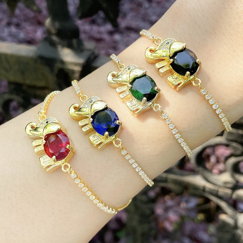 New fashion jewelry European and American personality animal elephant bracelet adjustable pull-out zircon bracelet brg06