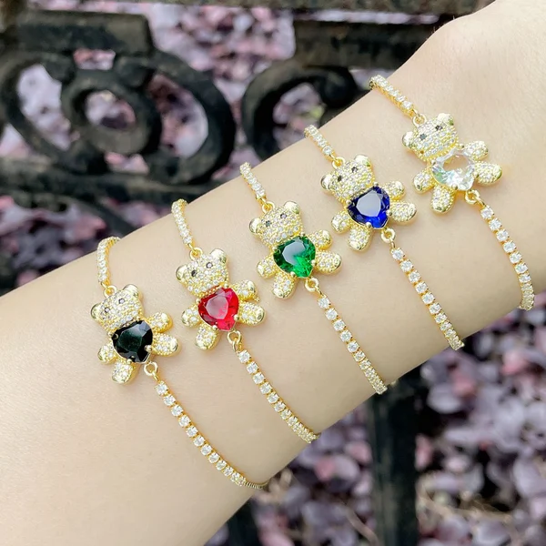 Simple high-end zircon love bear bracelet female girlfriends sisters couple hand jewelry network celebrity temperament brg34