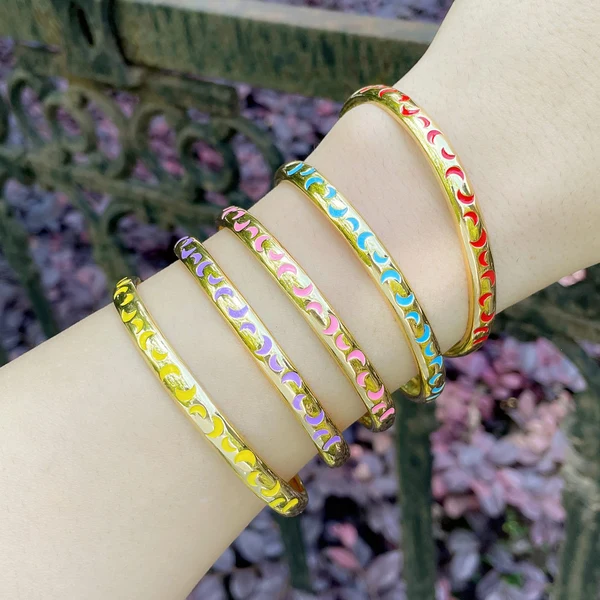 European and American personality bohemian style bracelet niche design color oil drop moon open bracelet brg24