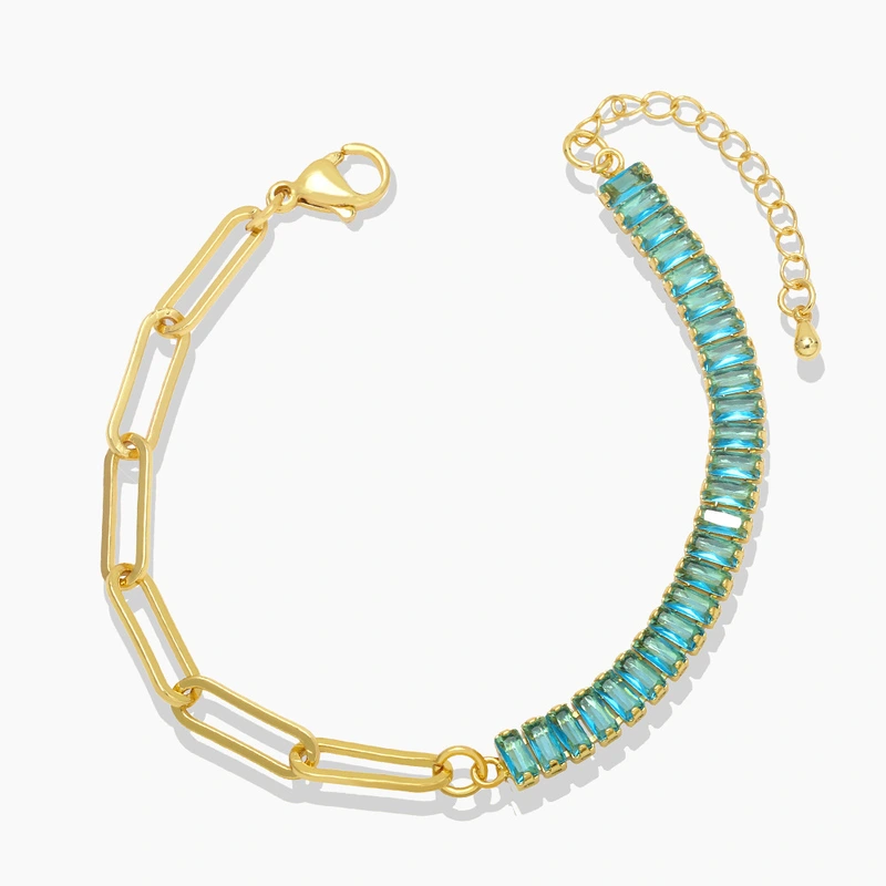 Personalized light luxury bracelet European and American cold style light luxury niche fashion splicing square zircon bracelet female brf90