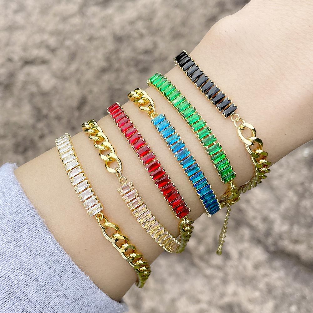 Clearance hip-hop jewelry European and American retro cool style design Cuban chain splicing zircon bracelet female brf89