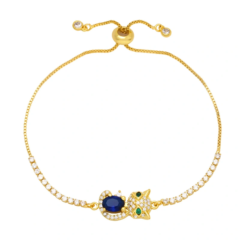 Clearance niche design full diamond colored zircon bracelet hot selling animal kitten bracelet brg28