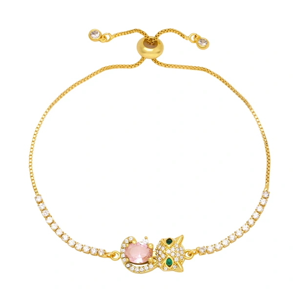 Clearance niche design full diamond colored zircon bracelet hot selling animal kitten bracelet brg28