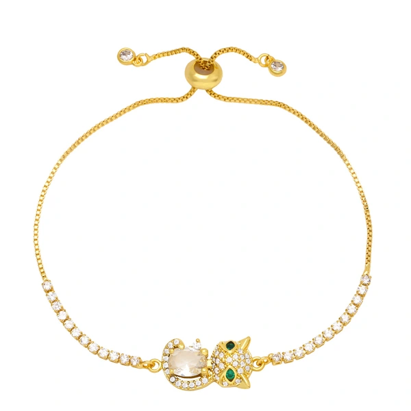 Clearance niche design full diamond colored zircon bracelet hot selling animal kitten bracelet brg28