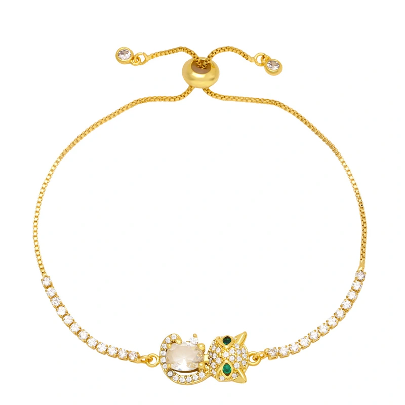 Clearance niche design full diamond colored zircon bracelet hot selling animal kitten bracelet brg28