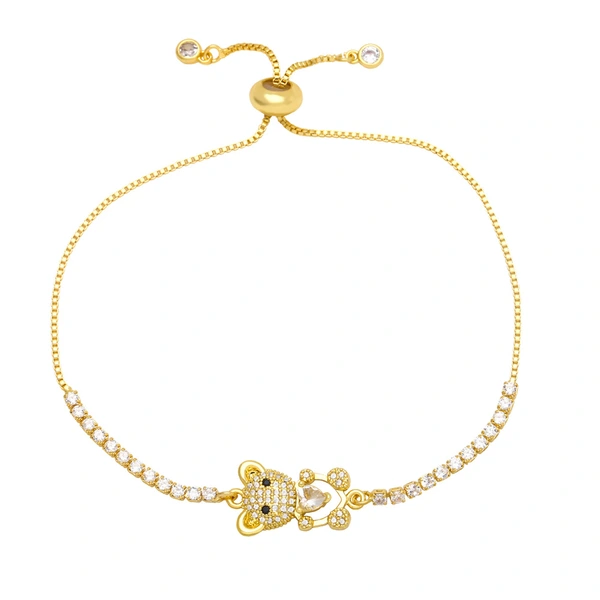 Love Bear Bracelet Women European and American niche girlfriends sisters couples hand jewelry trendy color zircon bracelet brg32