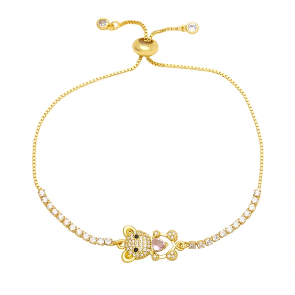 Love Bear Bracelet Women European and American niche girlfriends sisters couples hand jewelry trendy color zircon bracelet brg32