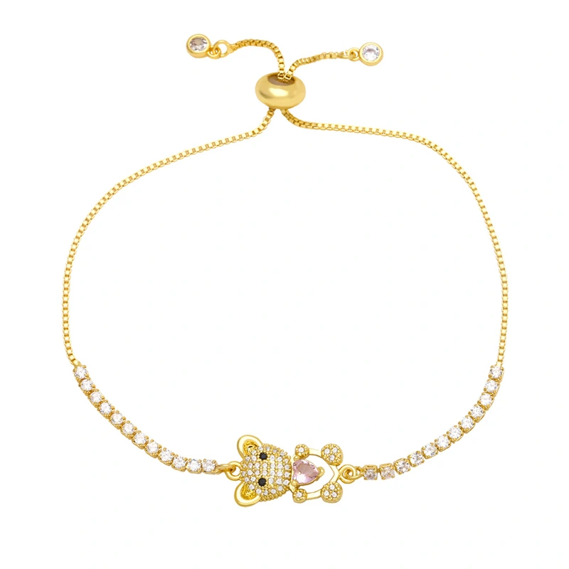 Love Bear Bracelet Women European and American niche girlfriends sisters couples hand jewelry trendy color zircon bracelet brg32
