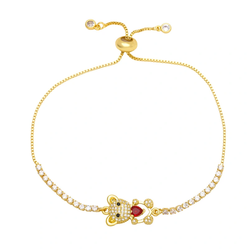 Love Bear Bracelet Women European and American niche girlfriends sisters couples hand jewelry trendy color zircon bracelet brg32