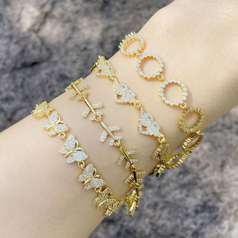 Diamond butterfly heart bracelet female European and American retro niche cold style light luxury airplane circle bracelet brg02