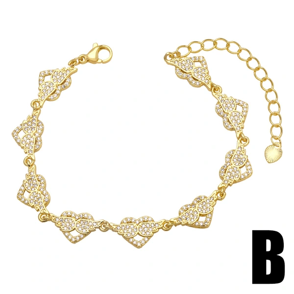 Diamond butterfly heart bracelet female European and American retro niche cold style light luxury airplane circle bracelet brg02