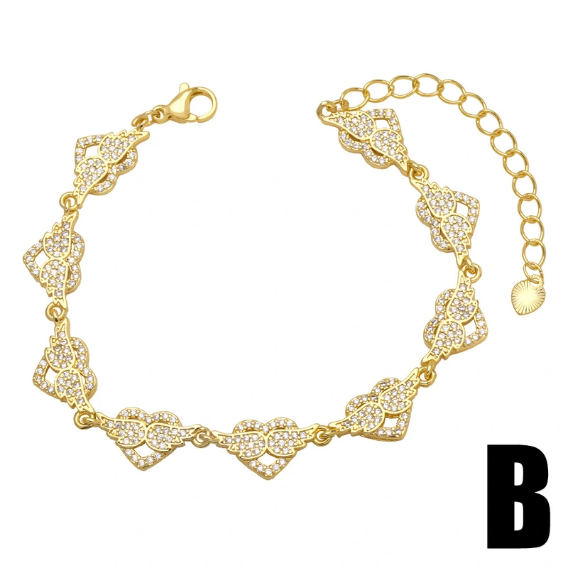 Diamond butterfly heart bracelet female European and American retro niche cold style light luxury airplane circle bracelet brg02