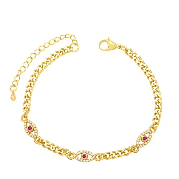 Devil's Eye Zircon Bracelet Women's European and American Simple All-match Niche Design Cuban Chain Eye Bracelet brg52