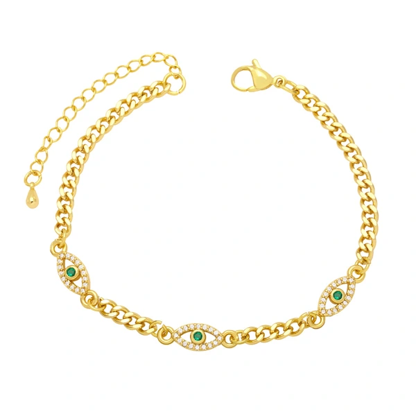 Devil's Eye Zircon Bracelet Women's European and American Simple All-match Niche Design Cuban Chain Eye Bracelet brg52