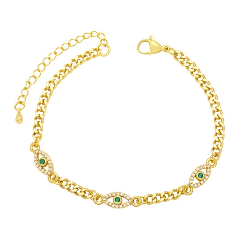 Devil's Eye Zircon Bracelet Women's European and American Simple All-match Niche Design Cuban Chain Eye Bracelet brg52