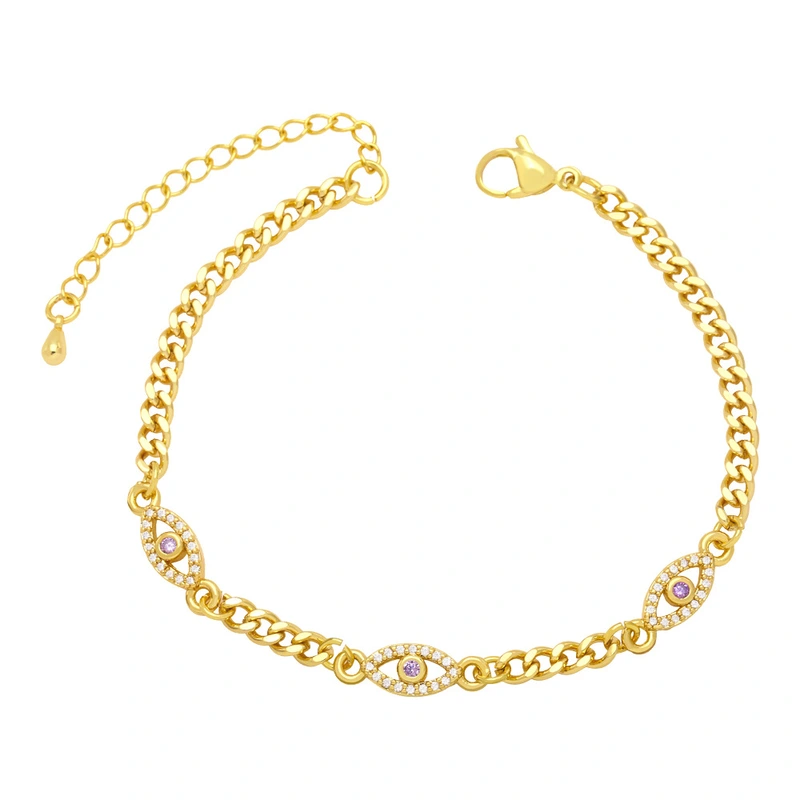 Devil's Eye Zircon Bracelet Women's European and American Simple All-match Niche Design Cuban Chain Eye Bracelet brg52