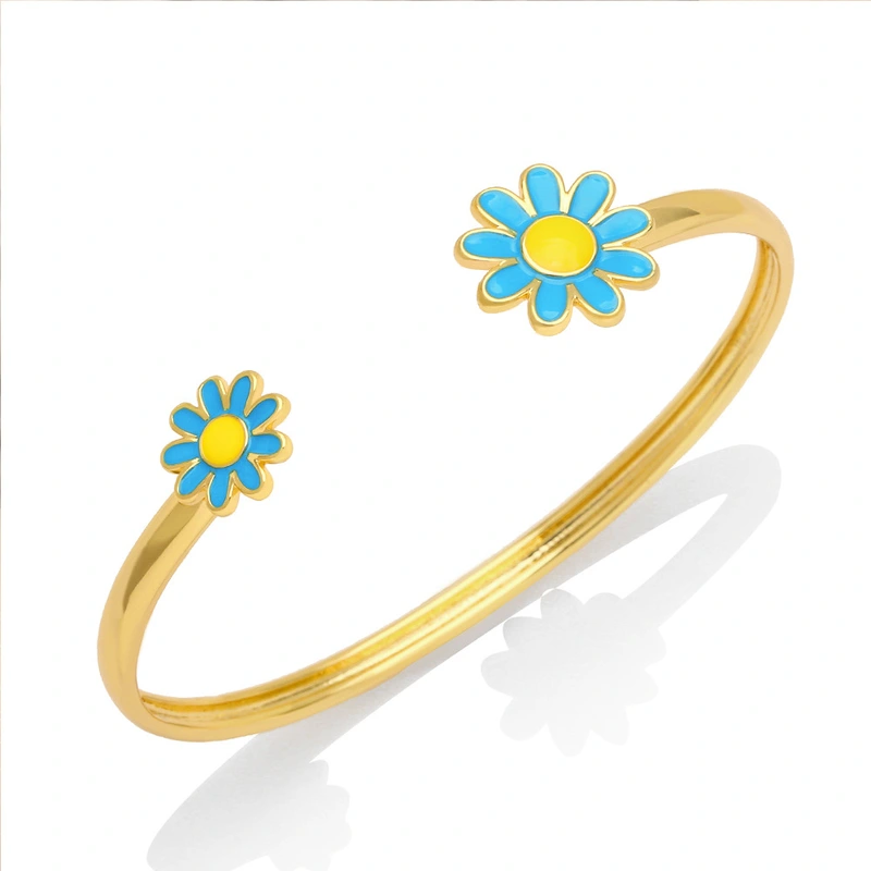 European and American fashion simple small daisy bracelet female Internet celebrity student small fresh color oil drop flower bracelet brg47