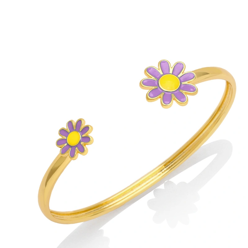 European and American fashion simple small daisy bracelet female Internet celebrity student small fresh color oil drop flower bracelet brg47