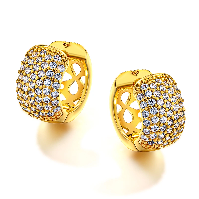 European and American style back hollow design zircon earrings, elegant and classic earrings
