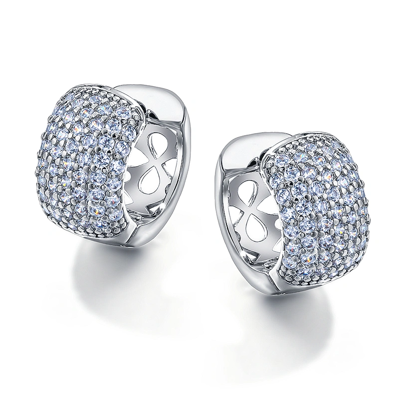 European and American style back hollow design zircon earrings, elegant and classic earrings
