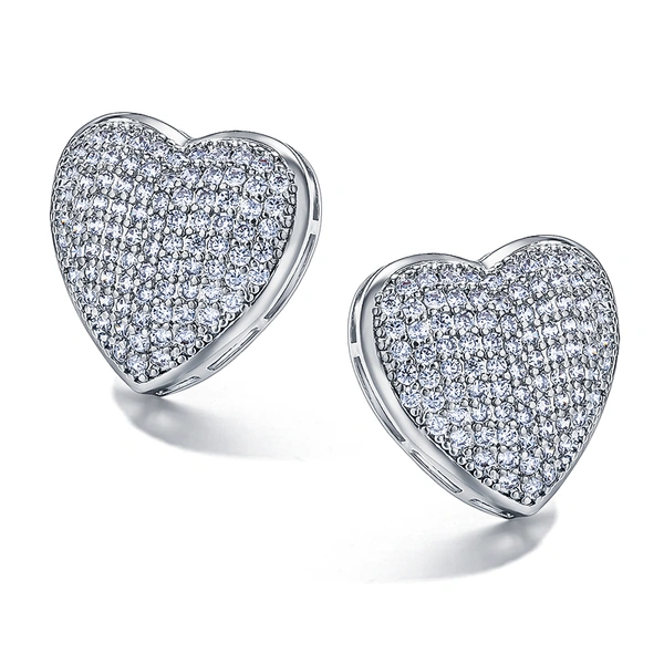 European and American style heart-shaped zircon earrings, high-end temperament earrings