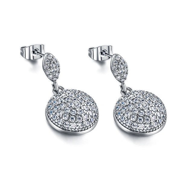 European and American oval and circular shaped zircon earrings, light luxury, high-end and atmospheric zircon earrings