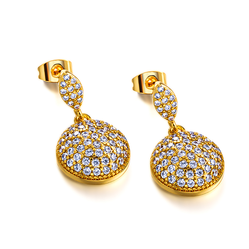 European and American oval and circular shaped zircon earrings, light luxury, high-end and atmospheric zircon earrings